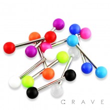 316L SURGICAL STEEL BARBELL WITH PLAIN UV SOLID COLOR ACRYLIC BALL